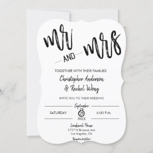 Minimalist Script Mr and Mrs Wedding Invitation