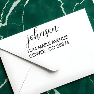 "Minimalist Script Name and Address Self-inking St Stamp