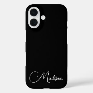 Minimalist Script Name Custom Black iPhone 16 Case