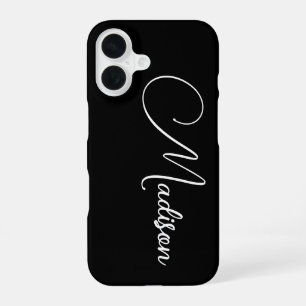 Minimalist Script Name Custom Black iPhone 16 Case