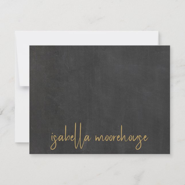 Minimalist Script Name Gold Charcoal Grey Black  Card (Front)