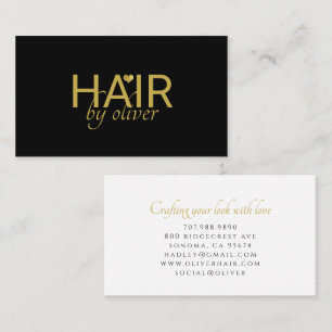 Minimalist Script Name Heart Hair Stylist Business Card