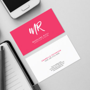 Minimalist Script Name Initial Special Pink Business Card