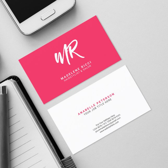 Minimalist Script Name Initial | Special Pink Business Card (Creator Uploaded)