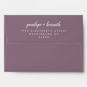 Minimalist Script Names Modern Wedding   Plum Invi Envelope