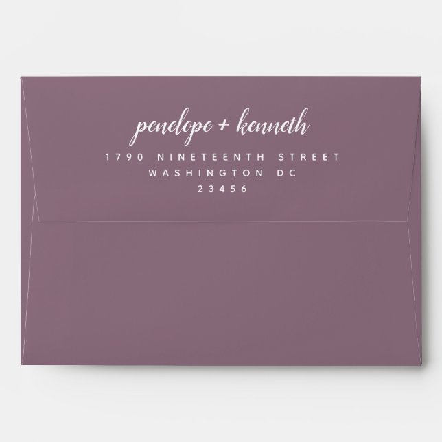 Minimalist Script Names Modern Wedding | Plum Invi Envelope (Back (Top Flap))