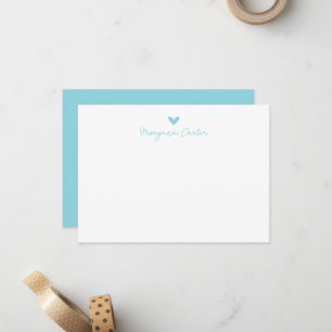 Minimalist Script Ocean Blue Heart Personalized Card