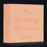 Minimalist Script Peach Custom Wedding Photo Binder<br><div class="desc">Minimalist Script Peach Custom Wedding Photo 3 ring binder</div>