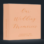 Minimalist Script Peach Custom Wedding Photo  Binder<br><div class="desc">Minimalist Script Peach Custom Wedding Photo 3 ring binder</div>