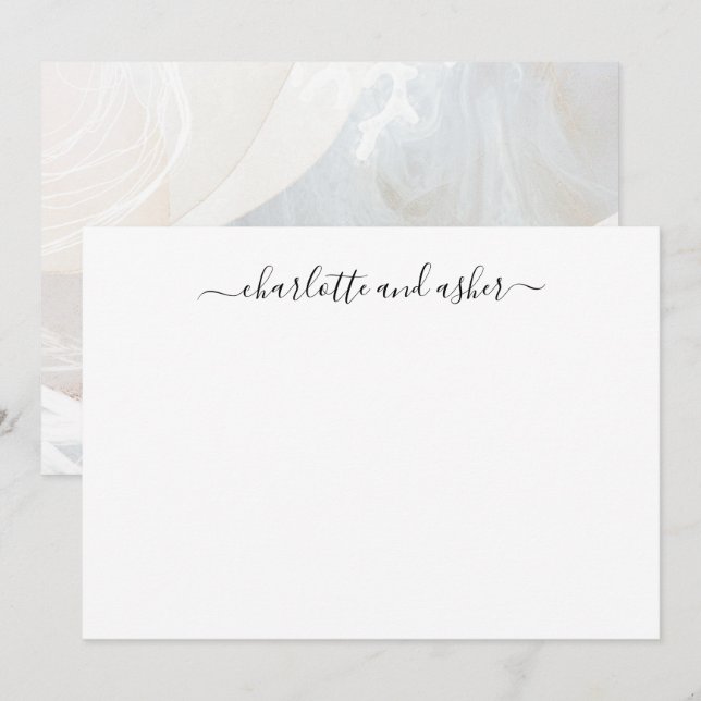 Minimalist Script Personalized Couples  Note Card (Front/Back)