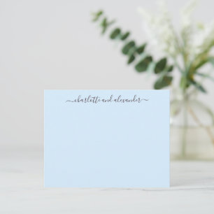 Minimalist Script Personalized Couples Soft Blue Card