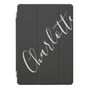 Minimalist Script Personalized Name Black White  iPad Pro Cover