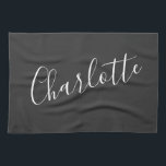 Minimalist Script Personalized Name | Black White  Kitchen Towel<br><div class="desc">Minimalist Script Typography Name in Black and White Kitchen Towel</div>