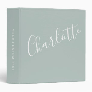 Minimalist Script Personalized Name Dusty Blue Binder