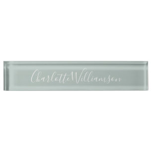 Minimalist Script Personalized Name Dusty Blue    Nameplate