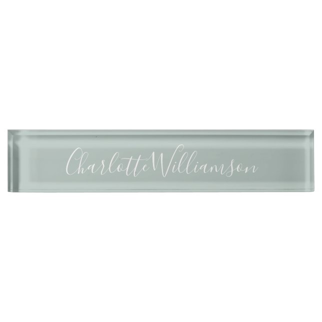 Minimalist Script Personalized Name Dusty Blue    Nameplate (Front)
