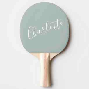 Minimalist Script Personalized Name Dusty Blue Ping Pong Paddle