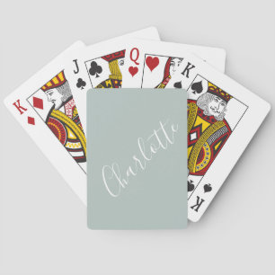 Minimalist Script Personalized Name Dusty Blue Playing Cards