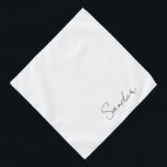 Minimalist Script Personalized Pet Name White Pet Bandana<br><div class="desc">Minimalist white...  personalized with your pet's name in modern script. Background colour,  and text style,  size and colour can be changed,  using the edit menu.</div>