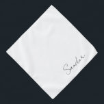Minimalist Script Personalized Pet Name White Pet Bandana<br><div class="desc">Minimalist white...  personalized with your pet's name in modern script. Background colour,  and text style,  size and colour can be changed,  using the edit menu.</div>