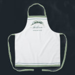 Minimalist Script Personalized Shabbos Watercolor Apron<br><div class="desc">A clean, simple look, this minimalist Shabbos apron, personalized with your name in script has an understated elegance. Your baking/cooking is a work of art, this design has space to sign your name with a flourish! Enquiries? message us or email: BestDressedBread@gmail.com Coordinates with our Minimalist Script Name Challah Dough Cover...</div>