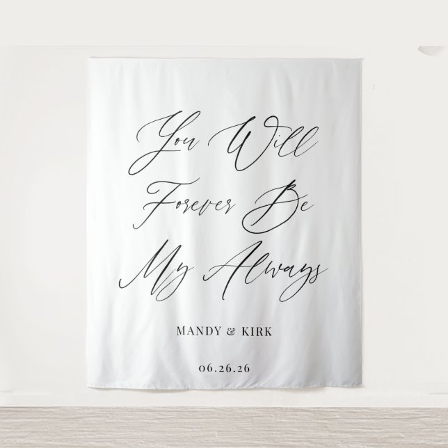 Minimalist Script Personalized Wedding Banner  Tapestry (Front)