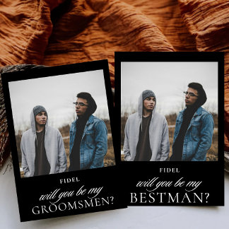 Minimalist Script Photo Bestman Proposal  Invitation