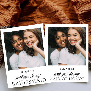 Minimalist Script Photo Maid of Honour Proposal  Invitation