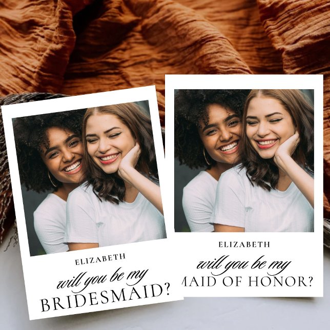 Minimalist Script Photo Maid of Honour Proposal  Invitation (Creator Uploaded)