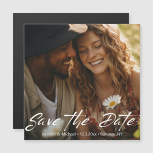 Minimalist Script Photo Save the Date Magnet