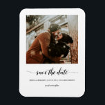 Minimalist Script Photo Save The Date Magnet<br><div class="desc">Modern and elegant design printed Minimalist Script Photo Save The Date Magnet that can be customized with your text. Please click the "Customize it" button and use our design tool to modify this template. Check out the Graphic Art Design store for other products that match this design!</div>