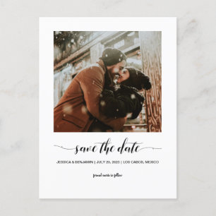 Minimalist Script Photo Save The Date Postcard