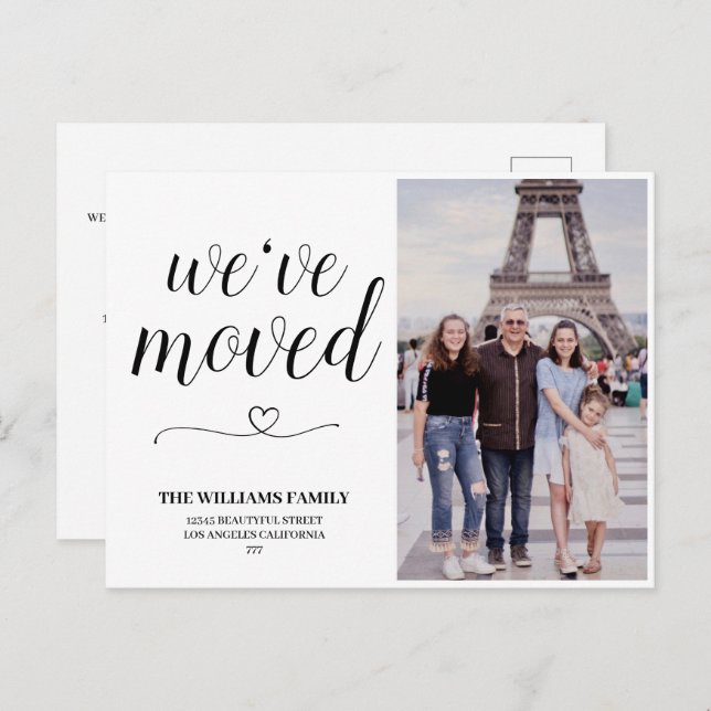 Minimalist Script Photo We've Moved New Address Postcard (Front/Back)