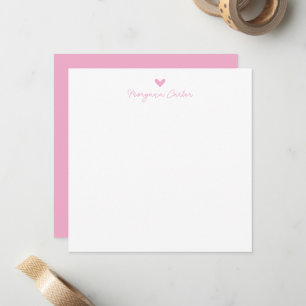 Minimalist Script Pink Heart Personalized Card