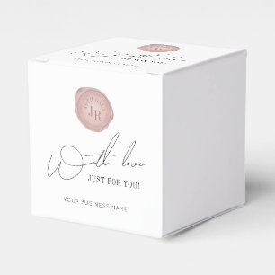 Minimalist Script Pink Wax Stamp Business Monogram Favor Box