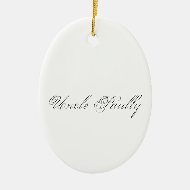 Minimalist Script Plain Personalized 3d Monogram Ceramic Ornament (Front)