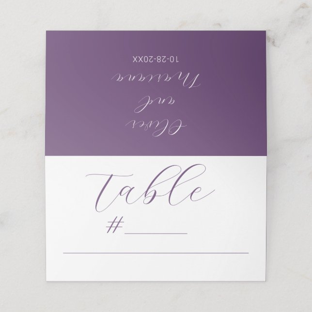 Minimalist Script Purple Wedding Place Card (Outside Unfolded)
