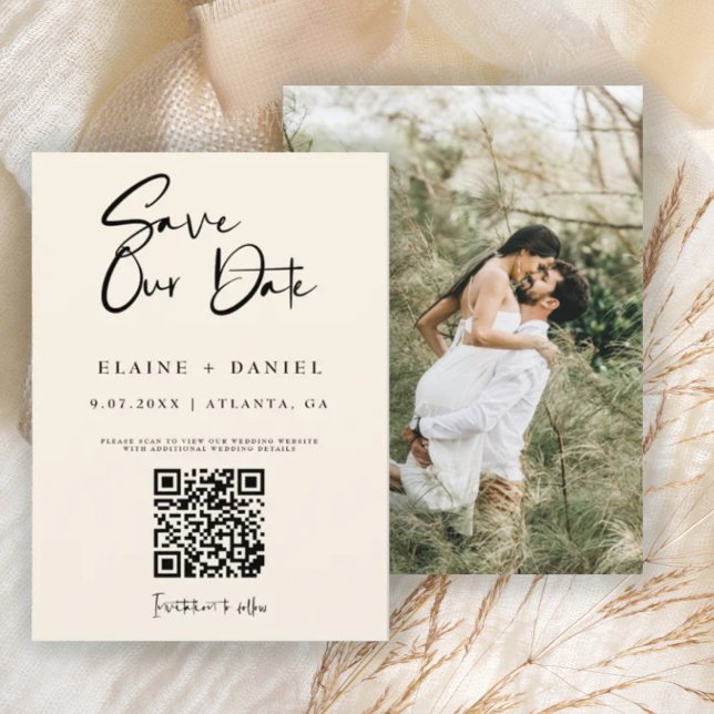 Minimalist Script QR Code Photo Save The Date (Creator Uploaded)