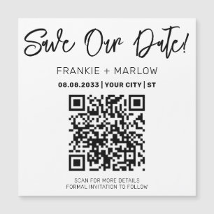 Minimalist Script QR Code Save The Date Magnet