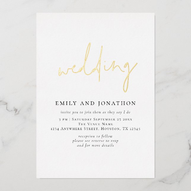 Minimalist Script QR Code Wedding Luxury Real (Front)