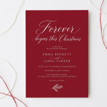 Minimalist Script Red and White Christmas Wedding