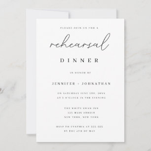 Minimalist Script Rehearsal Dinner Invitations