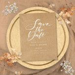 Minimalist Script Rustic Kraft Save the Date Announcement Postcard<br><div class="desc">This minimalist save the date card features an elegant script save the date above your details set in elegant typography on a rustic kraft background. Designed by Thisisnotme©</div>