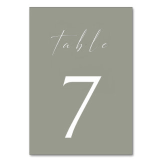 Minimalist Script Sage Green Table Number