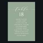 Minimalist Script Sage Green Wedding Seating Plan Table Number<br><div class="desc">Customizable table number seating plan. It features a sage green whimsical script and classic typography. Personalize by adding your own details. This minimalist table seating plan is perfect for weddings,  baby showers,  bridal showers,  birthdays,  and so much more.</div>