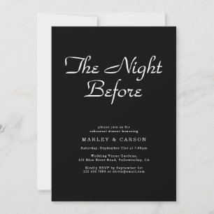 Minimalist Script Sleek Black Rehearsal Dinner Invitation