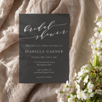 Minimalist Script Soft Black White Bridal Shower