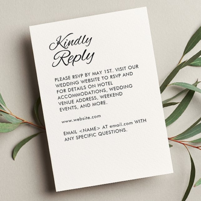 Minimalist Script Soft White Wedding RSVP Card (Creator Uploaded)