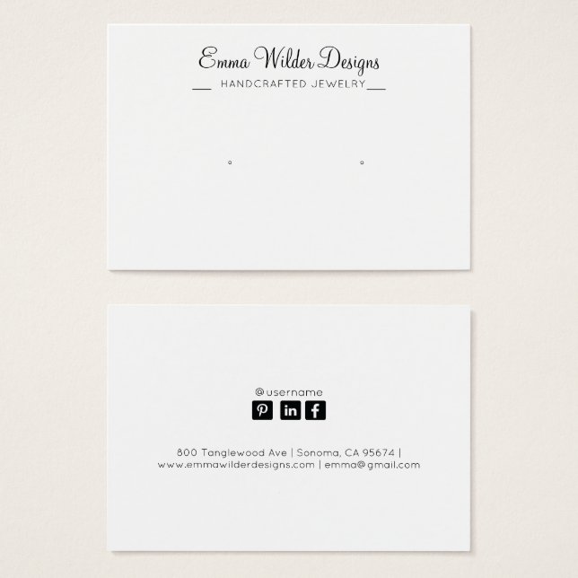 Minimalist Script Stud Earring Display Card (Front & Back)