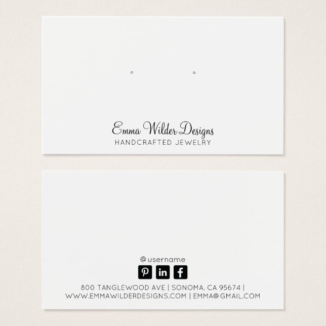 Minimalist Script Stud Earring Display Card (Front & Back)